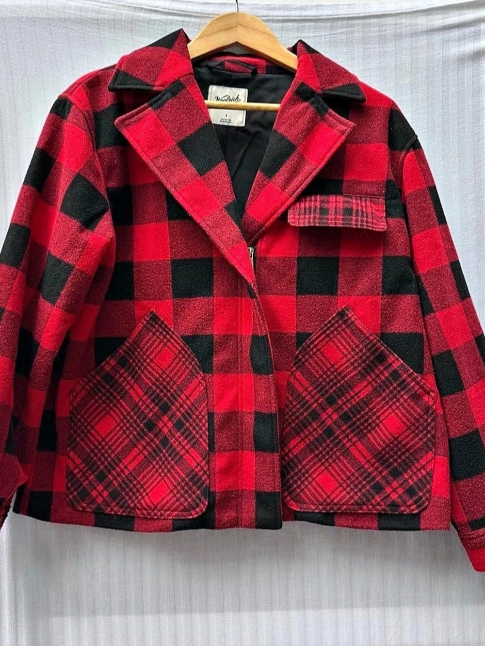 Woolrich x Target Buffalo Check Melton Jacket Red Black Plaid Coat S